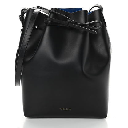 Mansur Gavriel Vegetable Tanned Calfskin Bucket Bag Black Royal 3 of 10