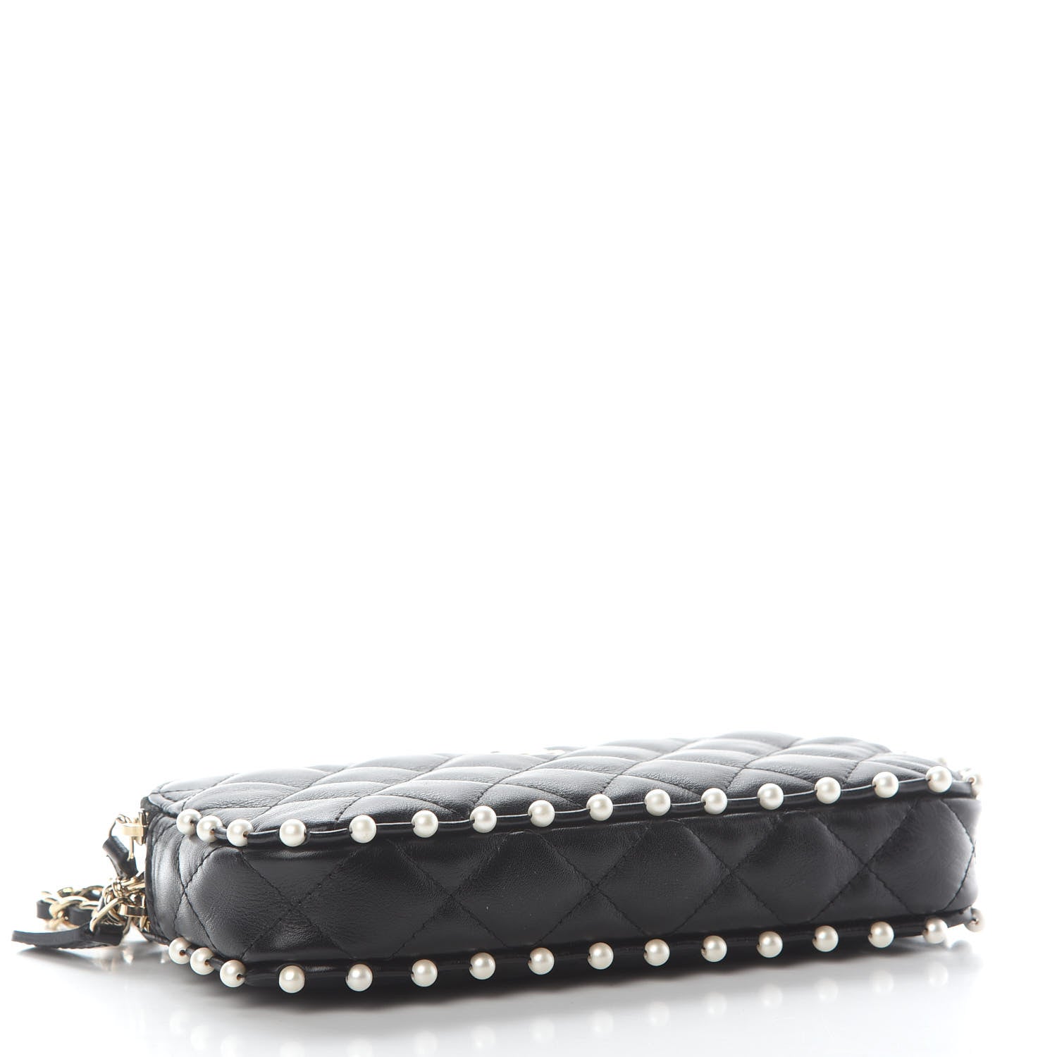 Chanel Calfskin Quilted Pearl Small Clutch With Chain Black 3 of 9