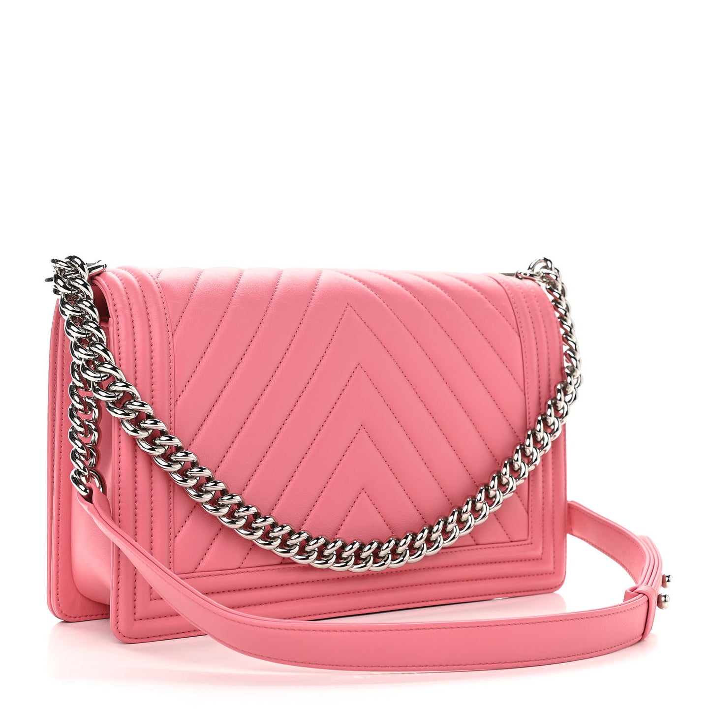 Lambskin Chevron Quilted New Medium Boy Flap Pink