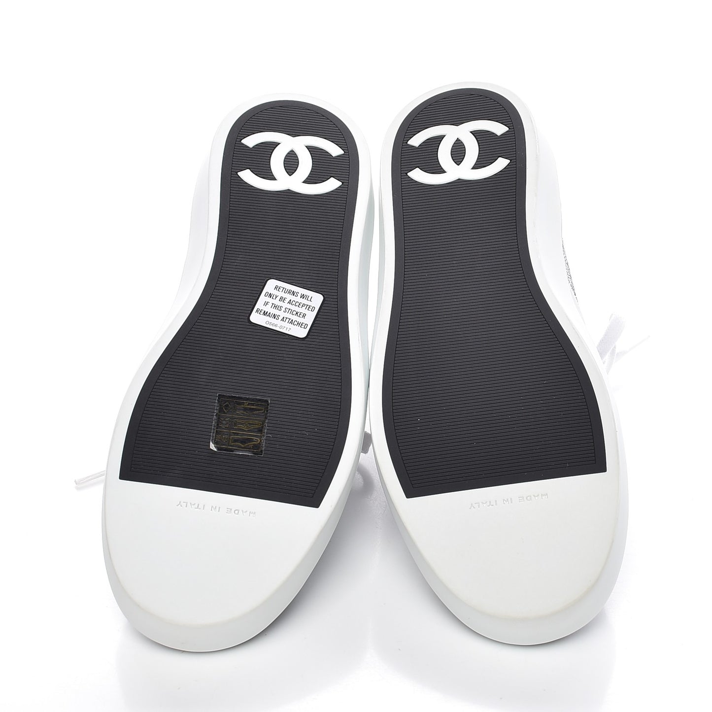 Embroidered Calfskin Womens CC Sneakers 38.5 Black White