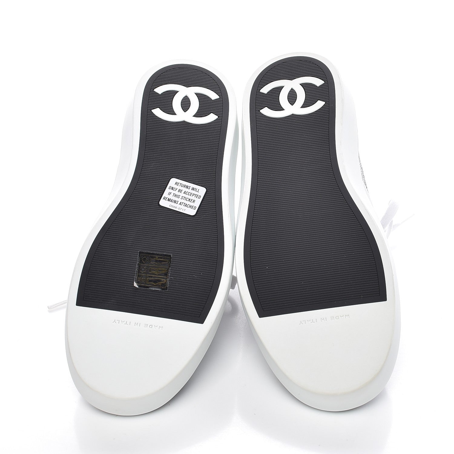 Chanel Embroidered Calfskin Womens CC Sneakers 38.5 Black White 5 of 11
