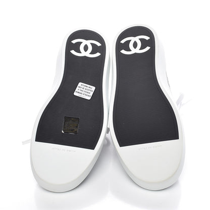 Chanel Embroidered Calfskin Womens CC Sneakers 38.5 Black White 5 of 11