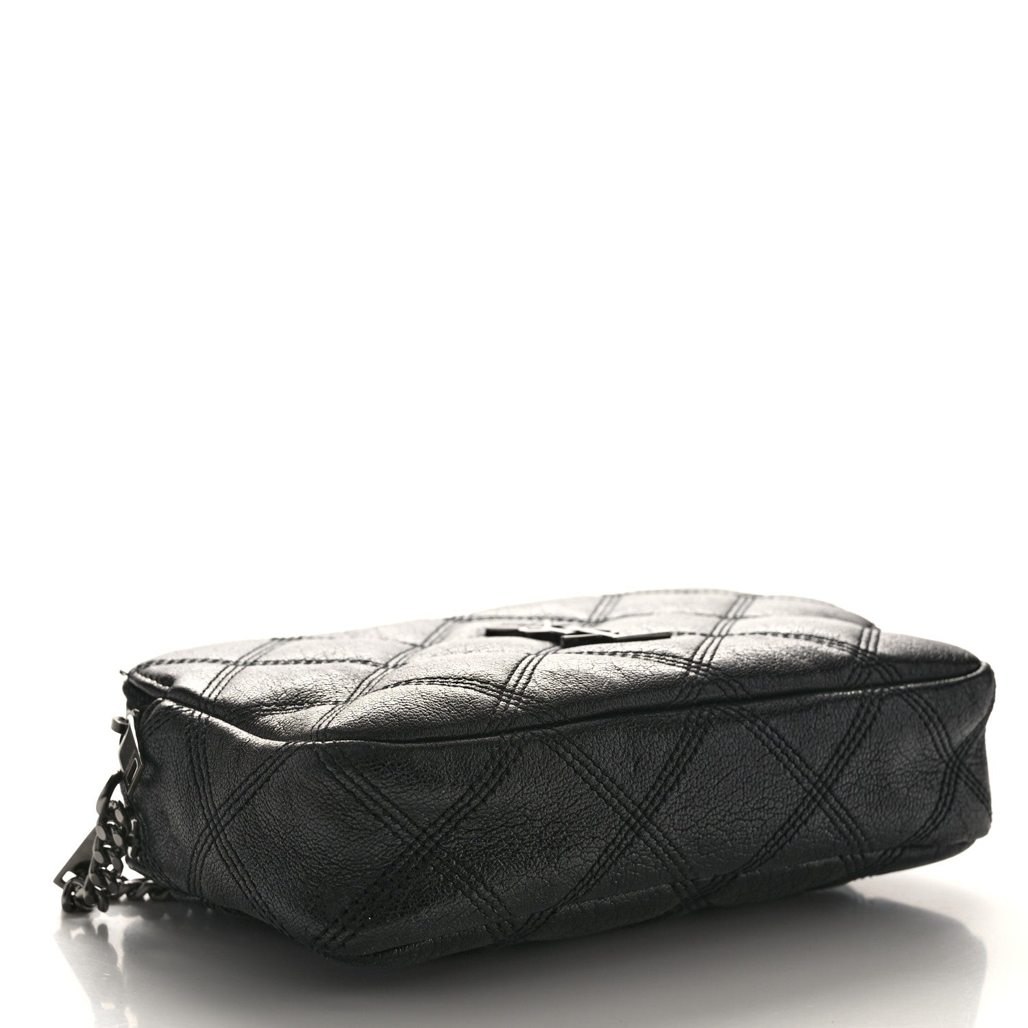 Saint Laurent Grained Lambskin Quilted Mini Becky Double Zip Bag Black 4 of 12