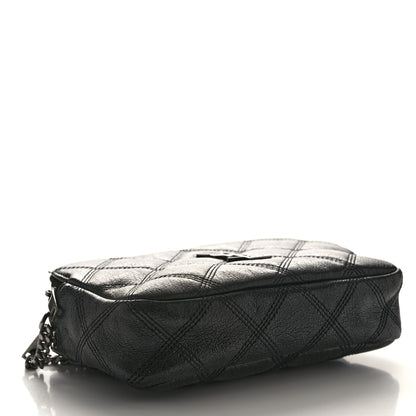 Saint Laurent Grained Lambskin Quilted Mini Becky Double Zip Bag Black 4 of 12