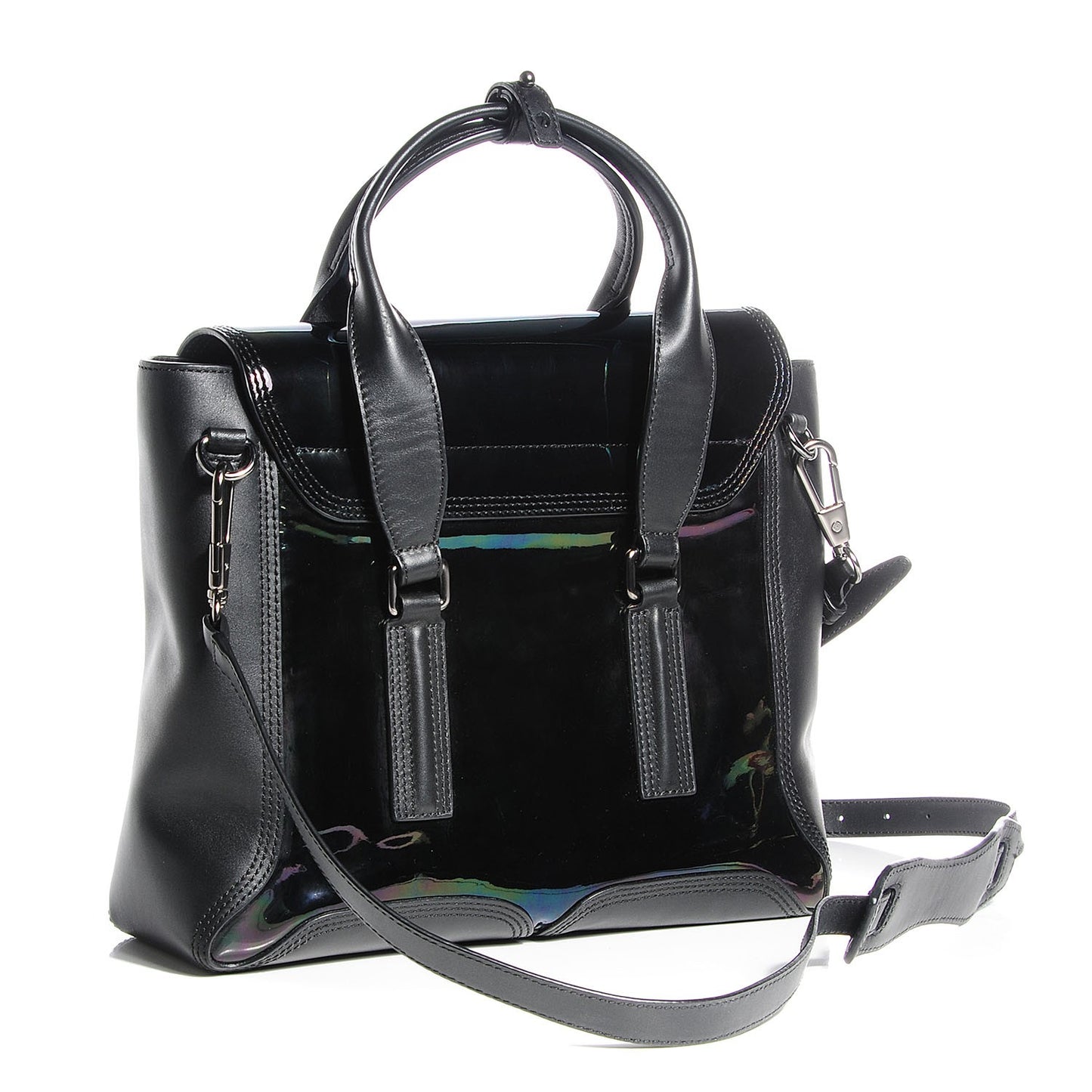 3.1 Oil Slick Patent Medium Pashli Satchel