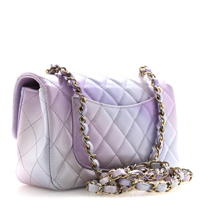 Chanel Calfskin Quilted Mini Cloudy Tie Dye Rectangular Flap Purple Blue Pink 3 of 10