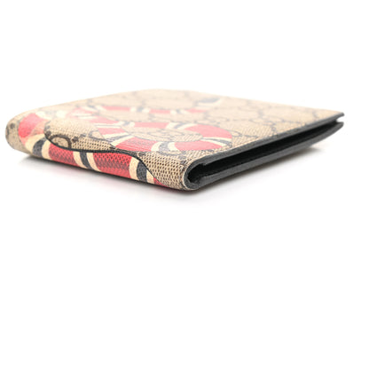 Gucci GG Supreme Monogram Selleria Calfskin Kingsnake Nice Bi-Fold Wallet Beige Ebony Multicolor Black 9 of 12