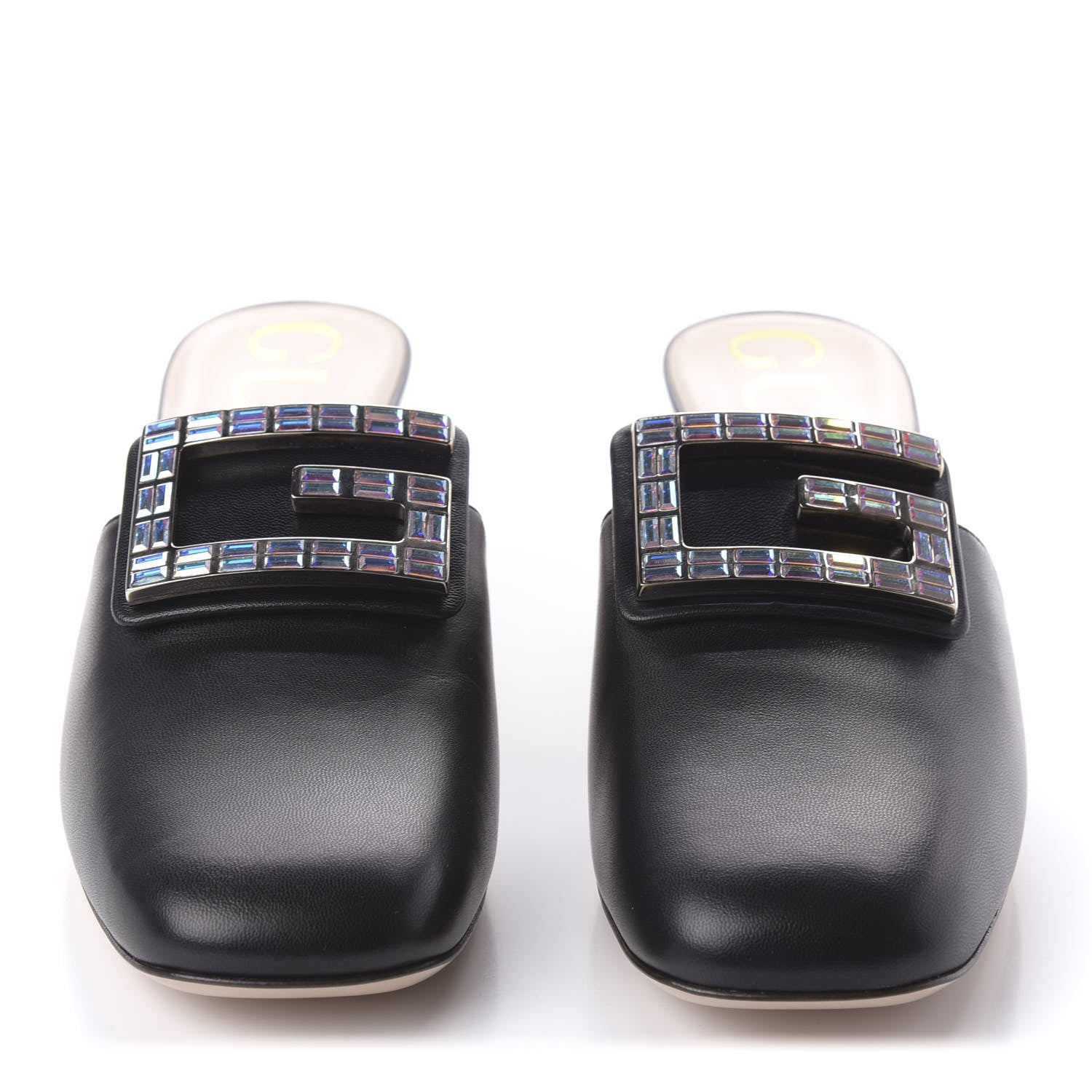 Gucci Malaga Kid Crystal Square G Madelyn Mules 39 Black 2 of 9