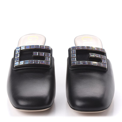 Gucci Malaga Kid Crystal Square G Madelyn Mules 39 Black 2 of 9