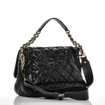 Chanel Crumpled Grained Calfskin Medium Coco Pleats Messenger Flap Black 3 of 9