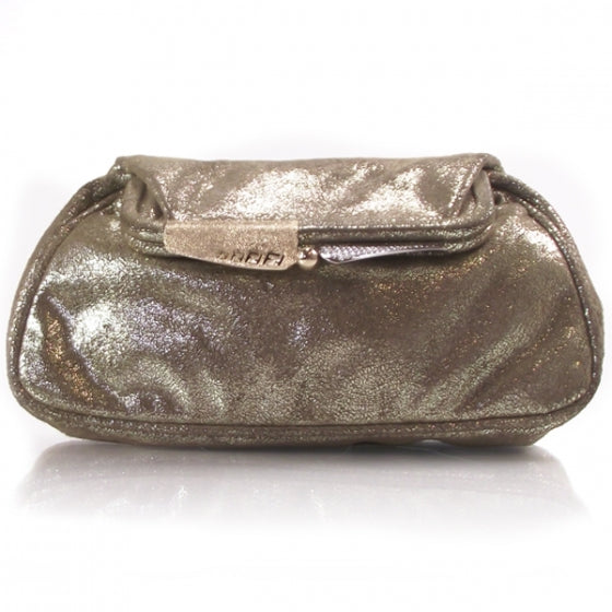 Metallic Calfskin Borderline Clutch Gold