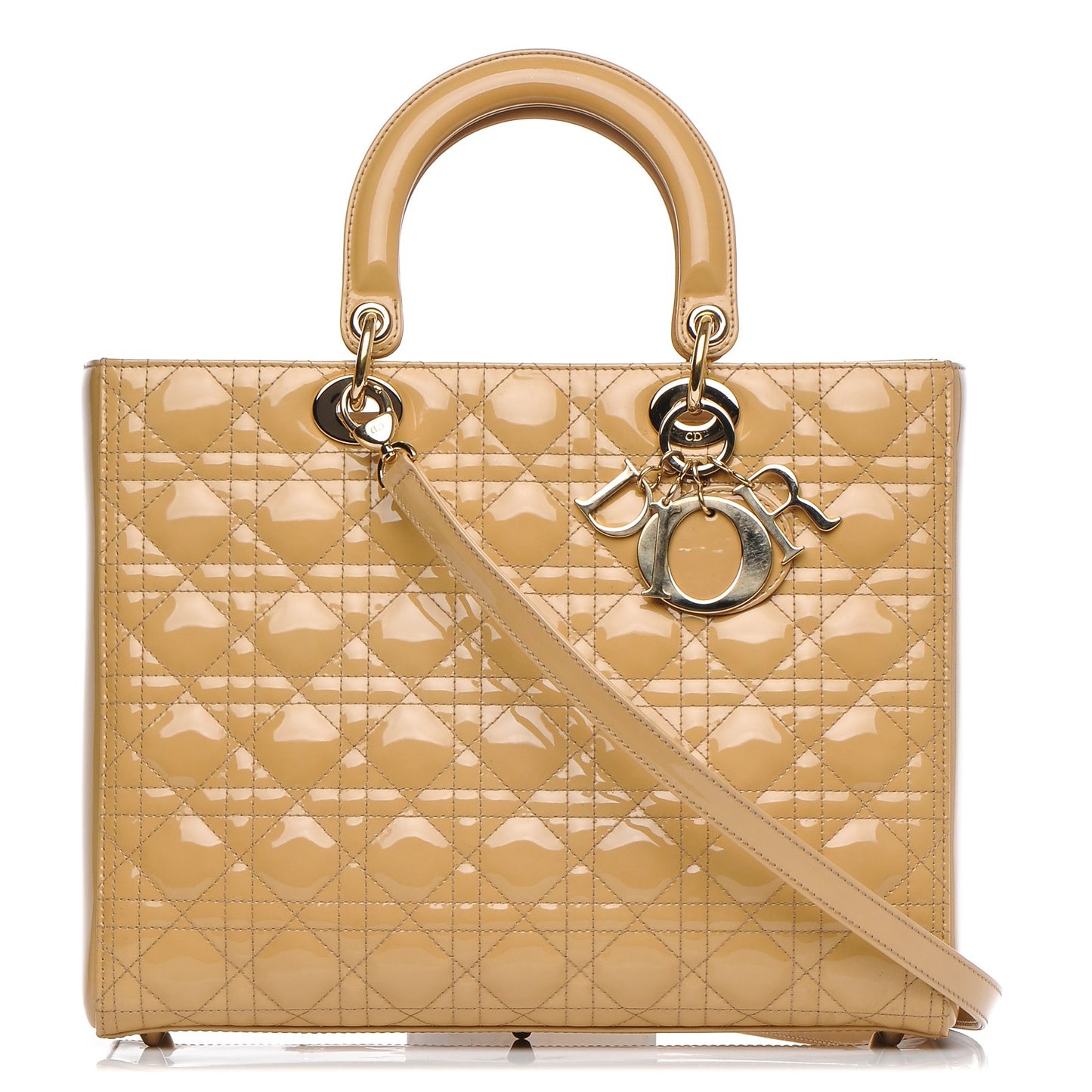 Patent Cannage Large Lady Dior Beige