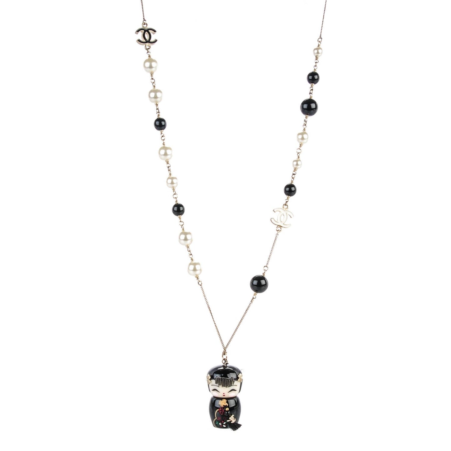 Pearl Paris Shanghai China Doll Necklace Black