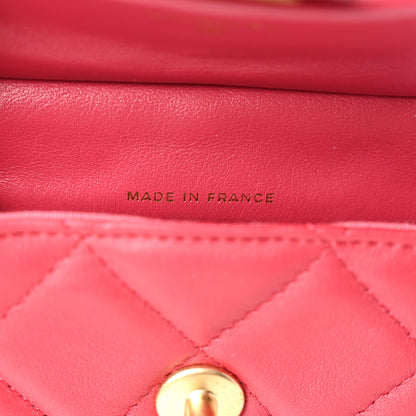 Chanel Calfskin Quilted Lady Handle Flap Card Holder With Chain Dark Pink 7 of 11