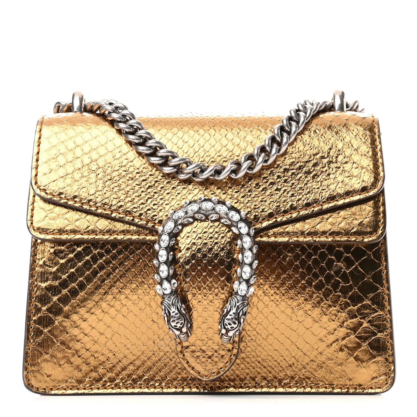 Snakeskin Mini Dionysus Shoulder Bag Gold