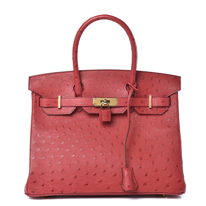 Hermes Ostrich Horseshoe Birkin 30 Rouge Vif 1 of 9