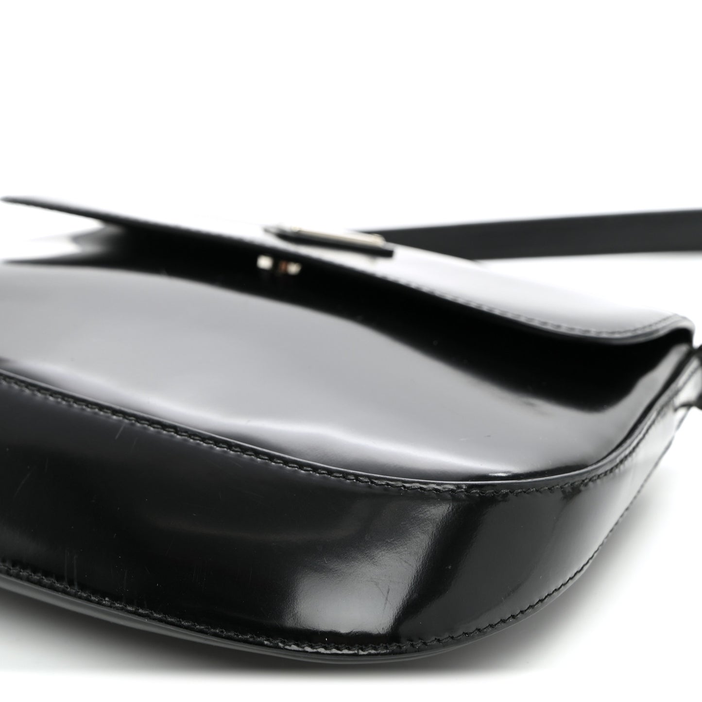 Spazzolato Cleo Flap Shoulder Bag Black