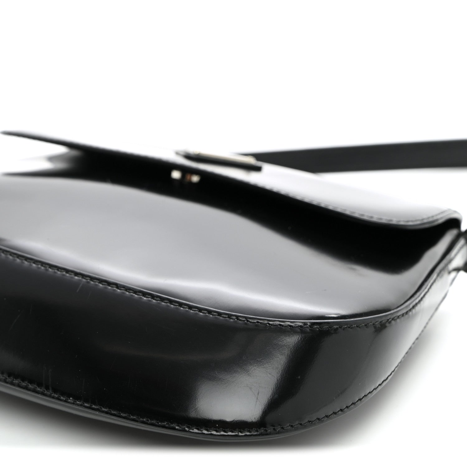 Prada Spazzolato Cleo Flap Shoulder Bag Black 8 of 8