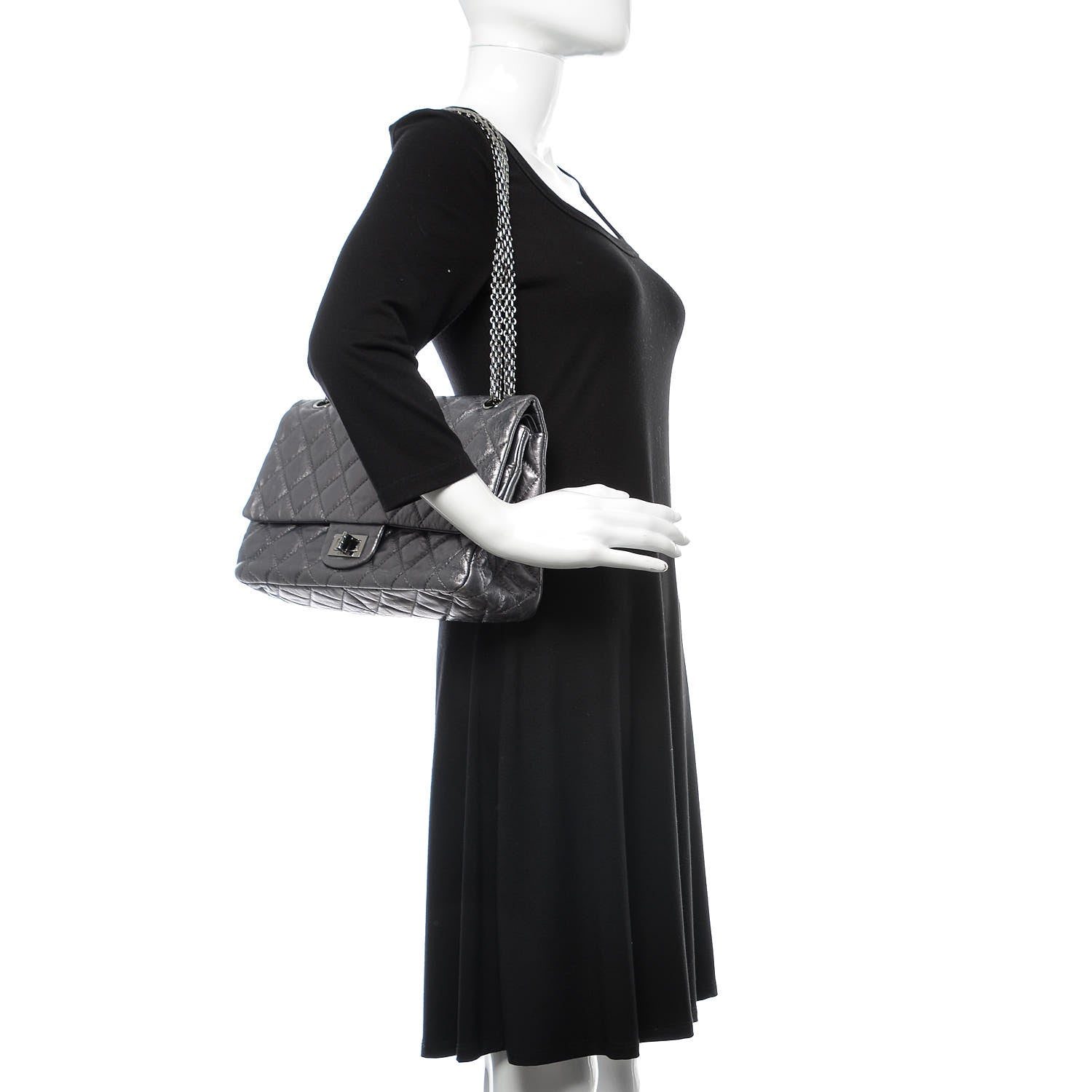 Chanel Metallic Aged Calfskin Quilted 2.55 Reissue 227 Flap Dark Silver 2 of 16