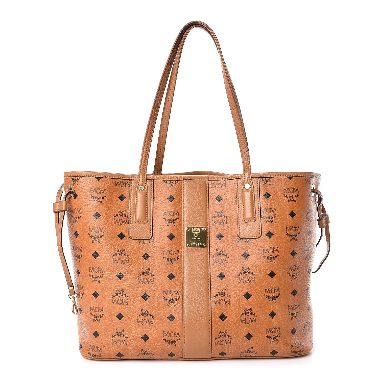 MCM Visetos Medium Liz Reversible Shopper Tote Cognac 1 of 16