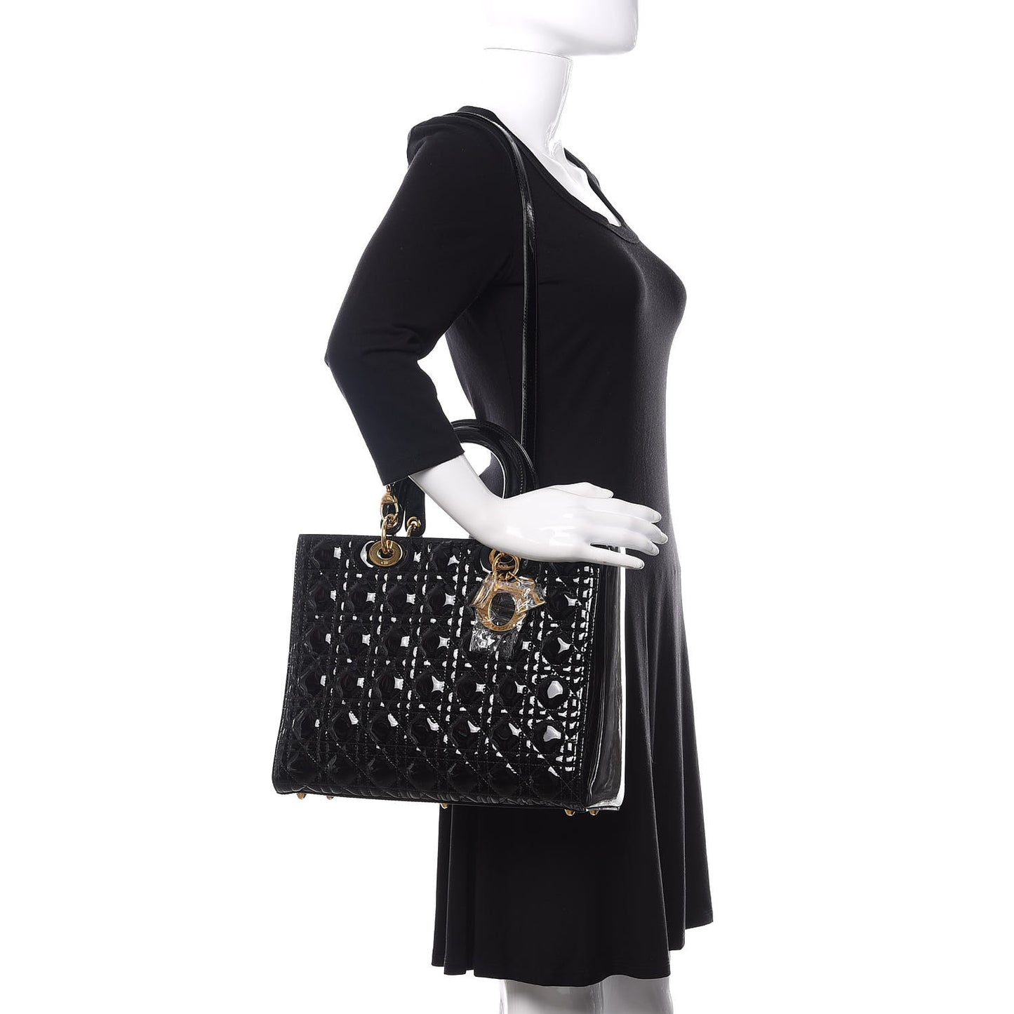 Patent Cannage Large Lady Dior Black