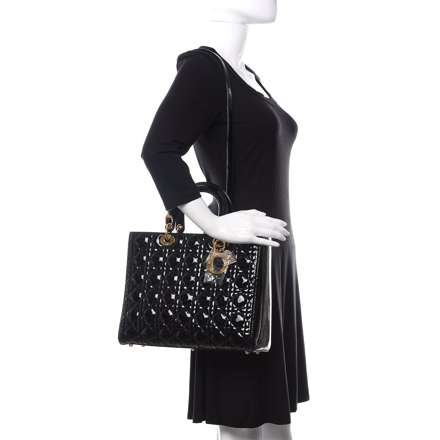 Christian Dior Patent Cannage Large Lady Dior Black 2 of 10