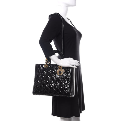 Christian Dior Patent Cannage Large Lady Dior Black 2 of 10