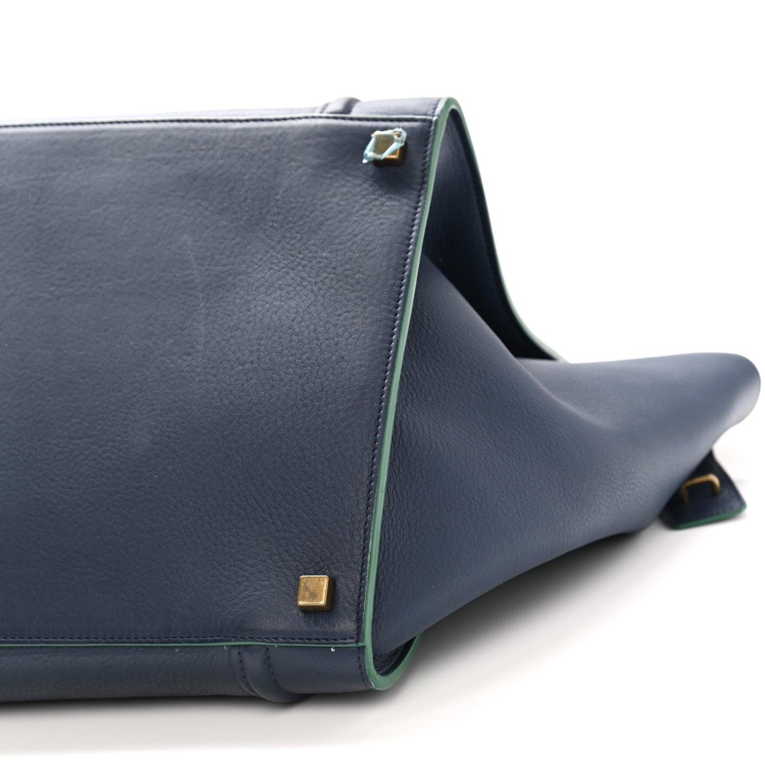 Celine Supple Calfskin Medium Phantom Luggage Navy Blue Green Trim 10 of 10