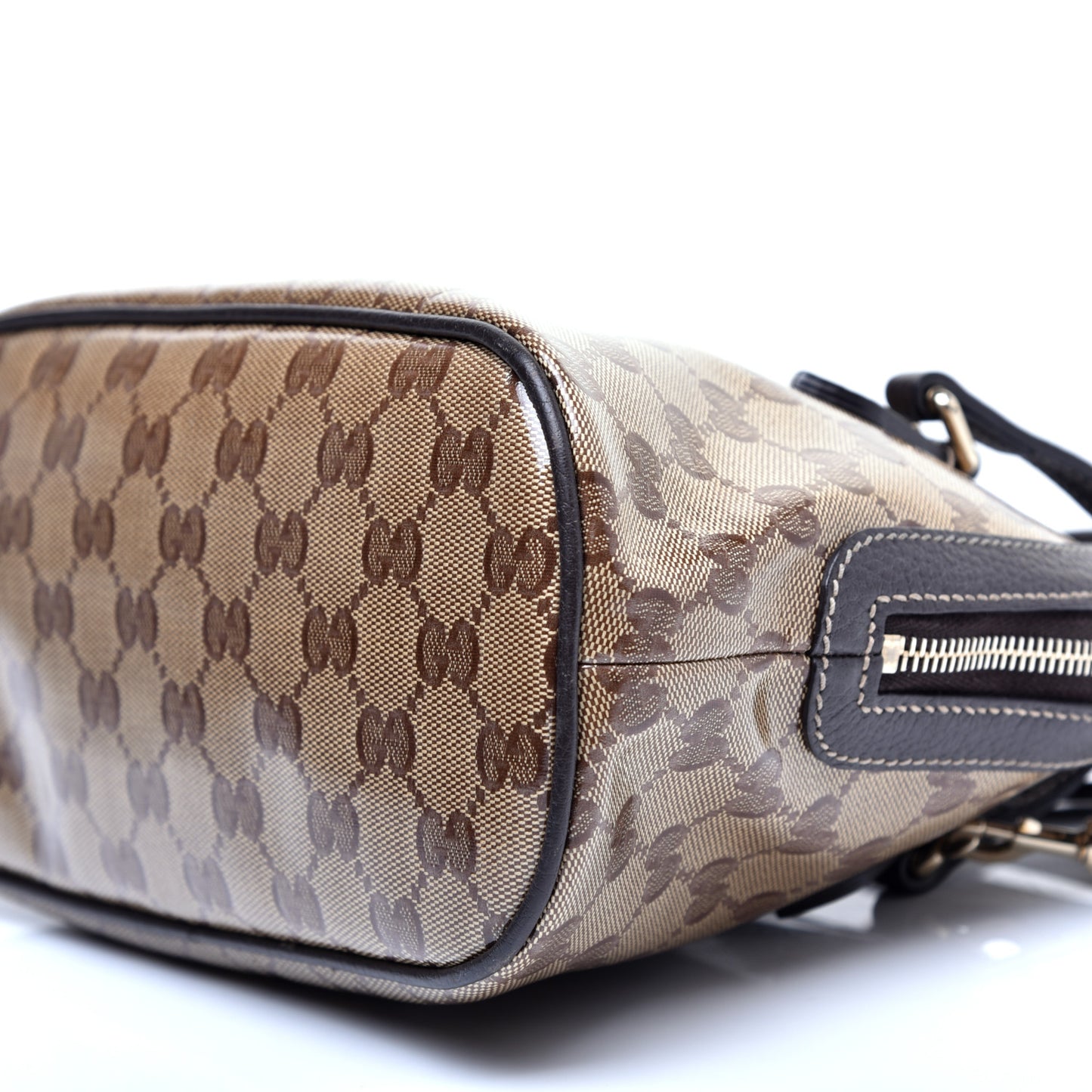 Crystal Monogram Dollar Calfskin Mini Dome Bag Beige Ebony Testa di Moro