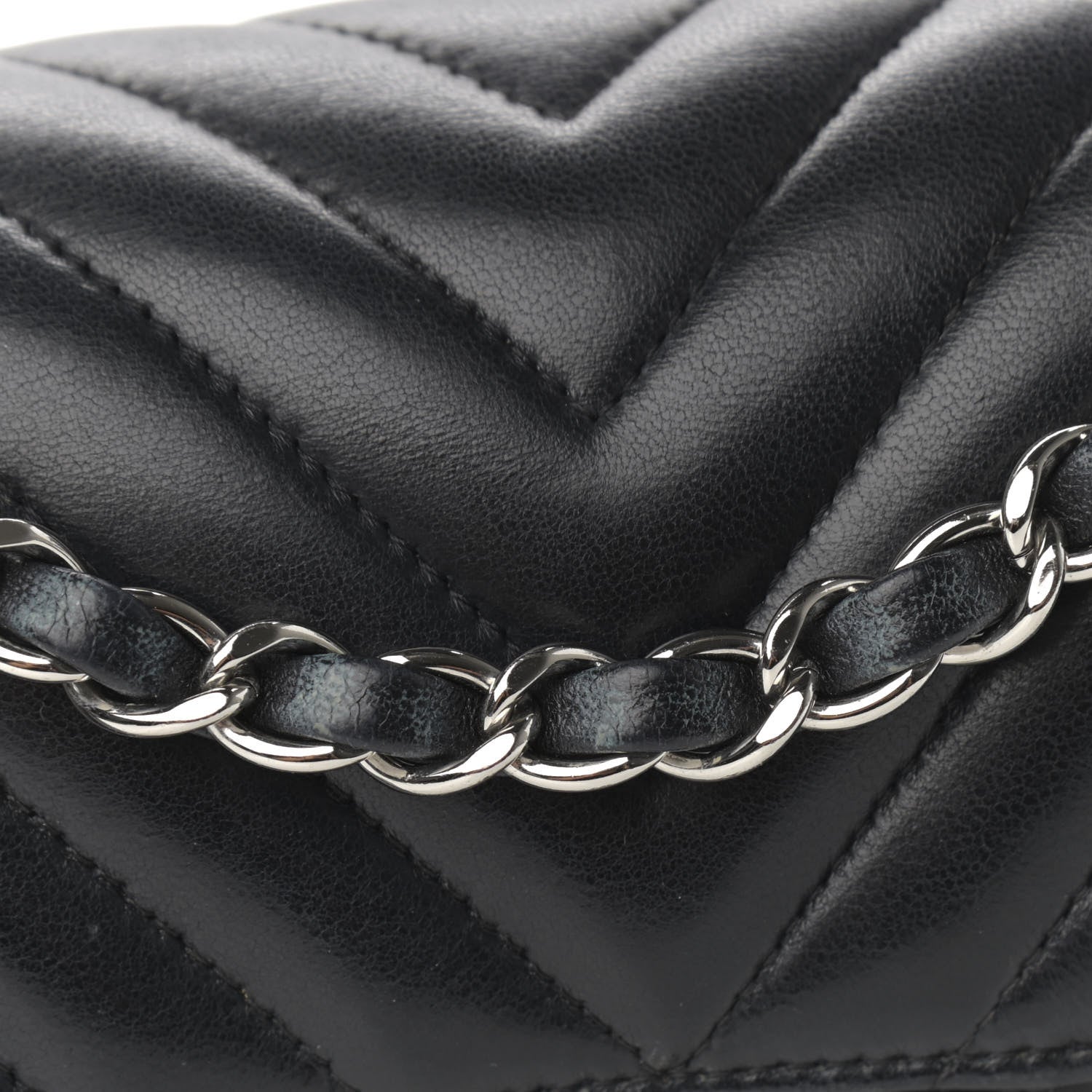 Chanel Lambskin Chevron Quilted Mini Rectangular Flap Black 11 of 15