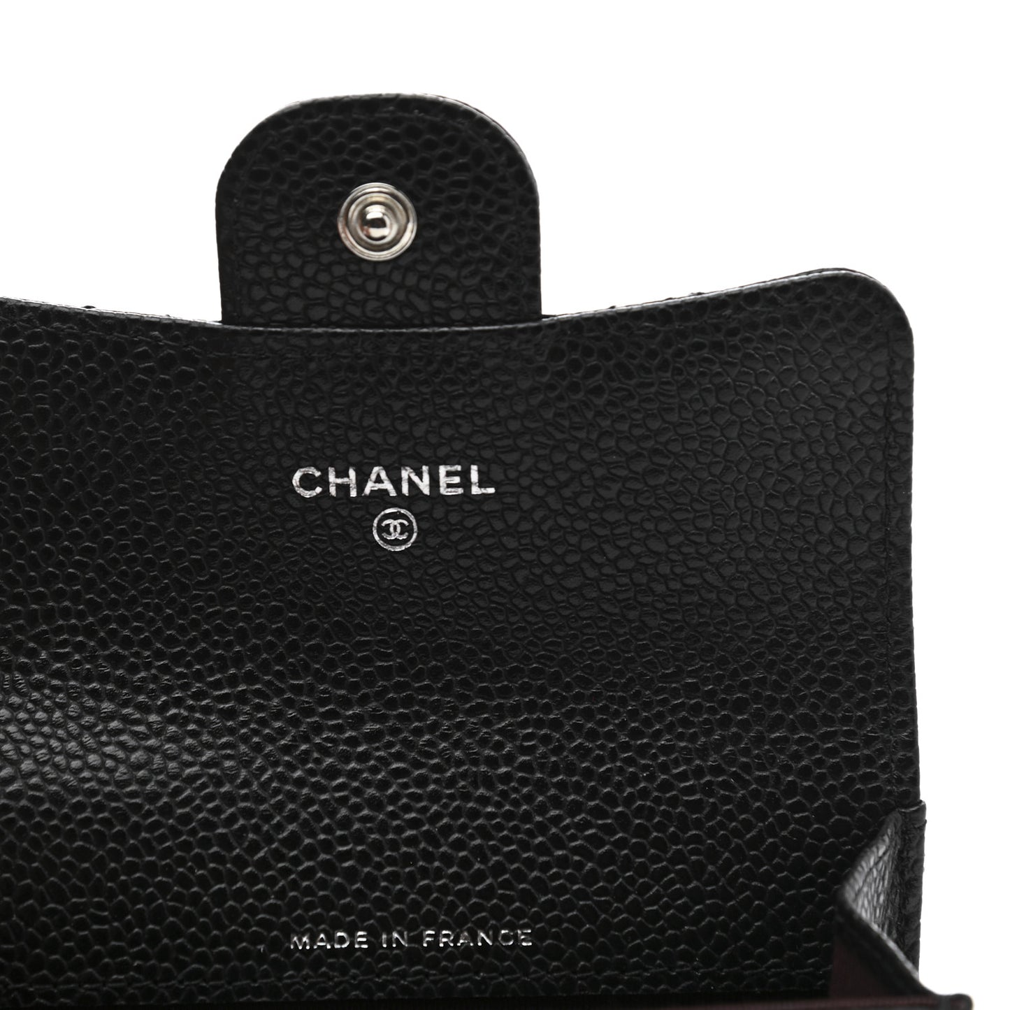 Caviar Quilted Flap Card Holder Wallet Black