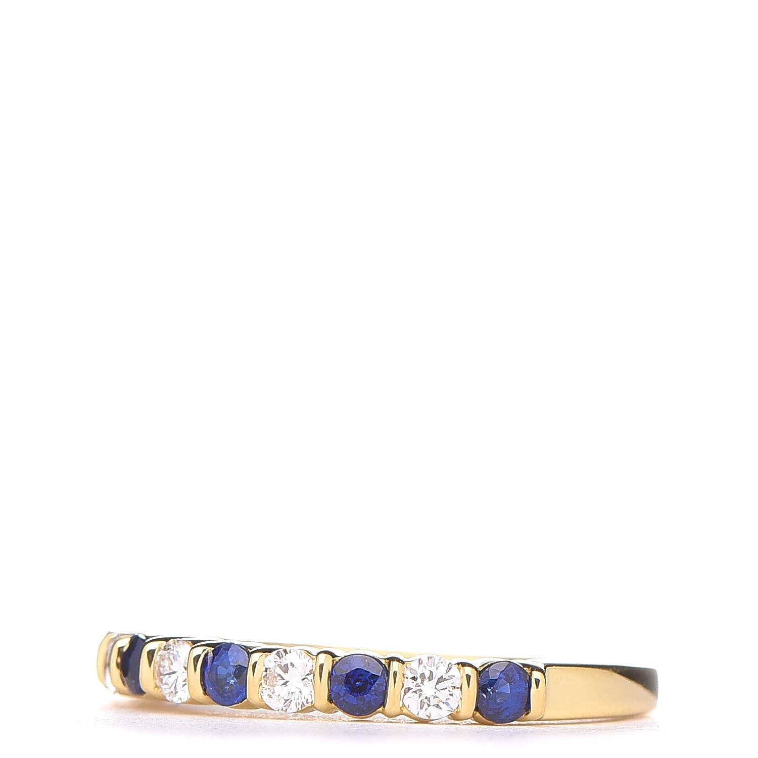Tiffany 18K Yellow Gold Diamond Blue Sapphire Band Ring 50 5.5 3 of 6