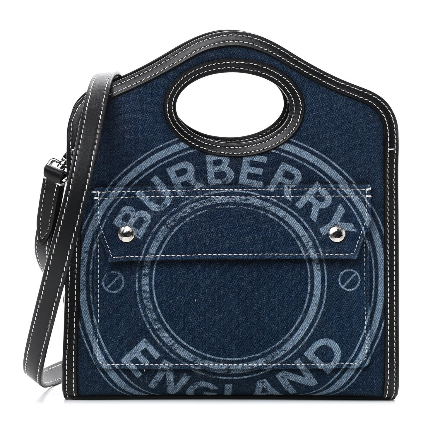 Denim Smooth Calfskin Mini Pocket Bag Blue