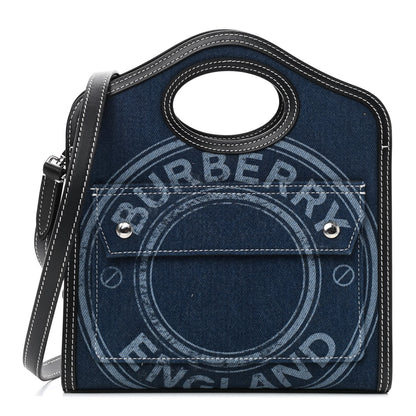 Burberry Denim Smooth Calfskin Mini Pocket Bag Blue 1 of 9