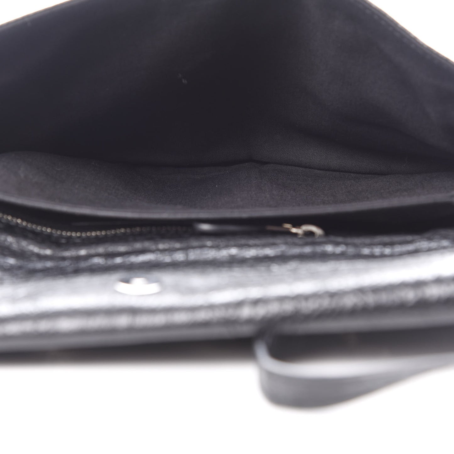 Agneau Giant 12 Silver Hardware Envelope Strap Clutch Black