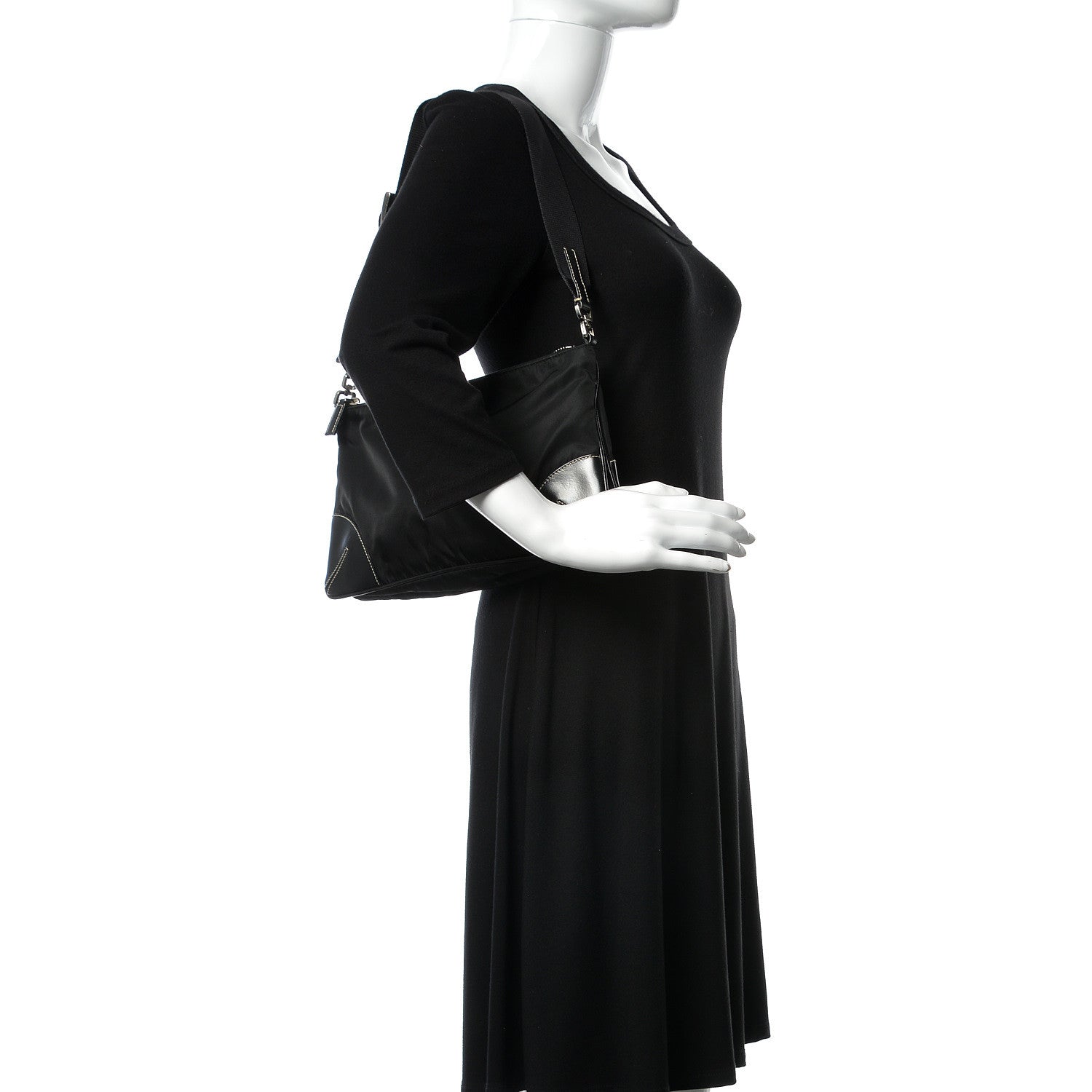 Prada Tessuto Nylon Shoulder Bag Black 2 of 10