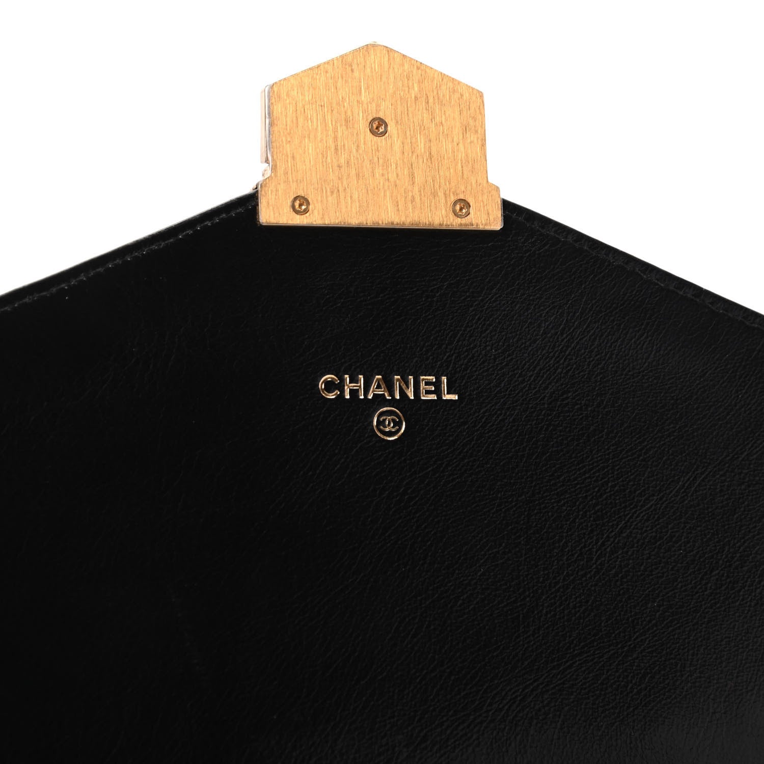 Chanel Calfskin Chevron Quilted Medal Flap Pouch Black 6 of 8