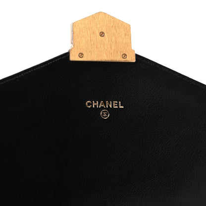 Chanel Calfskin Chevron Quilted Medal Flap Pouch Black 6 of 8