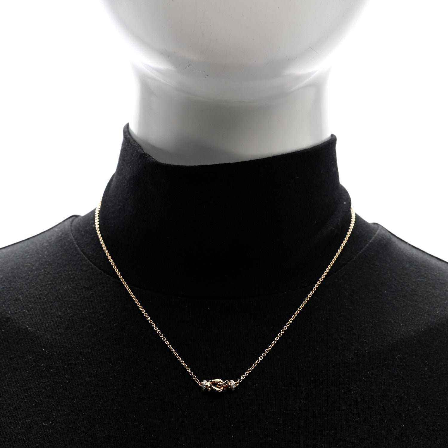 David Yurman 18K Yellow Gold Diamond Buckle Necklace 2 of 5