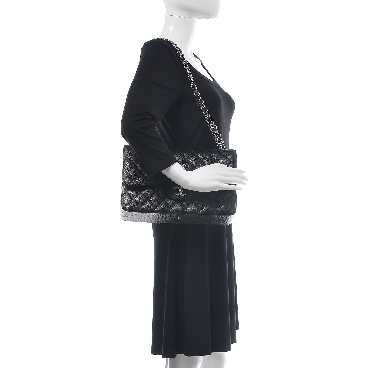 Chanel Caviar Quilted Jumbo Double Flap Black 3 of 9