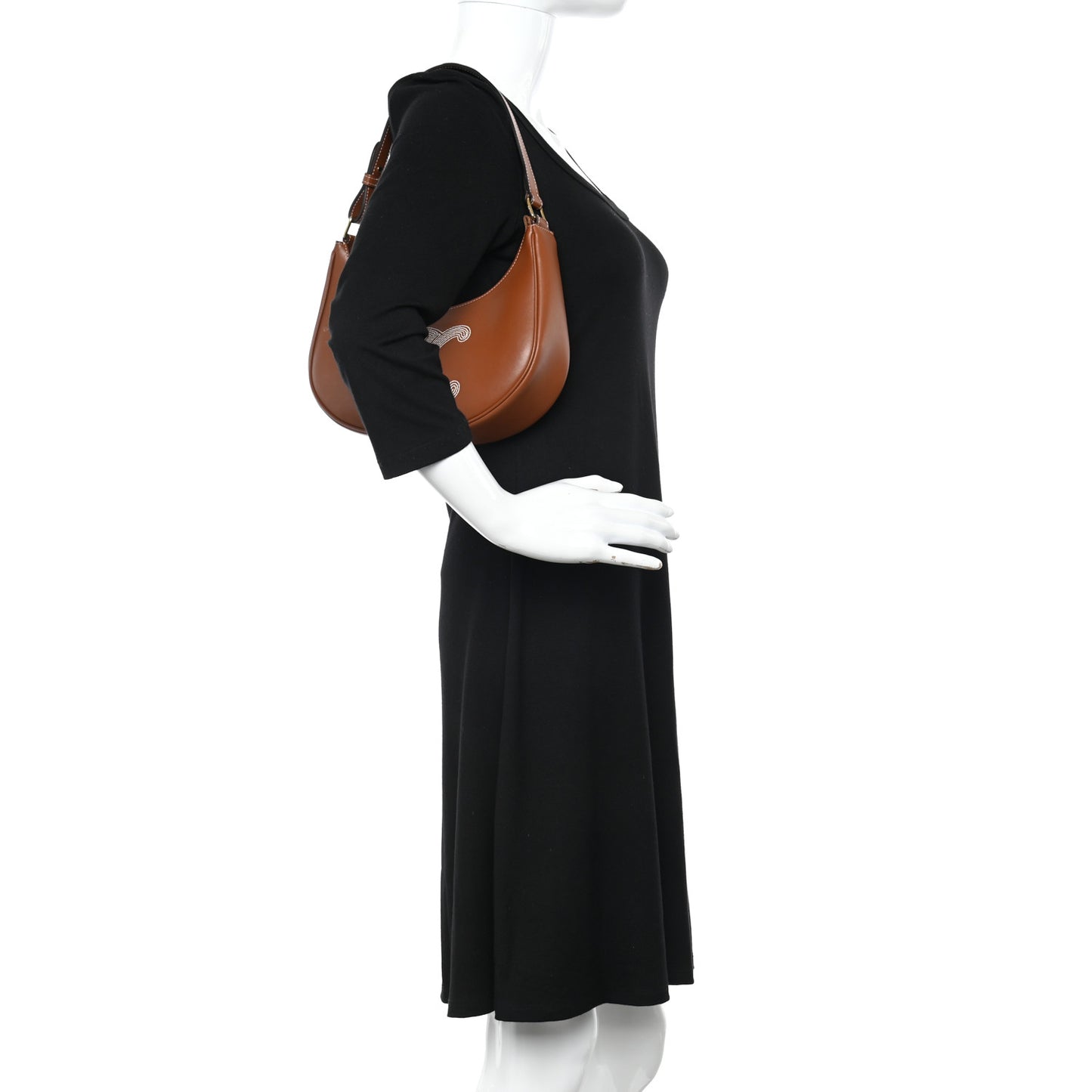 Smooth Calfskin Triomphe Embroidered Ava Shoulder Bag Tan