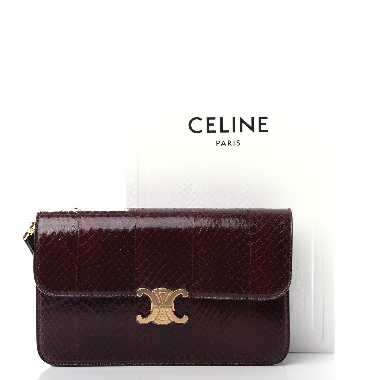 Snakeskin Triomphe Clutch Brown