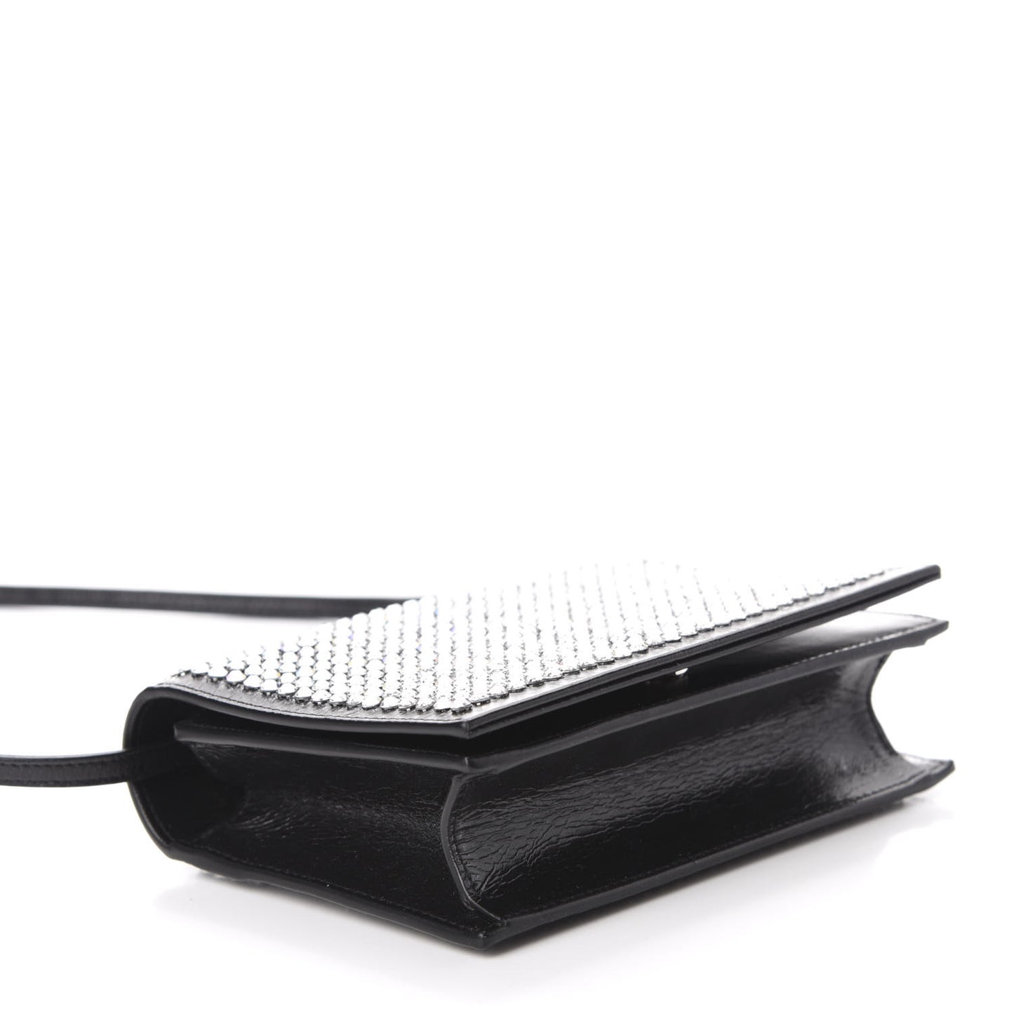 Textured Patent Crystal Toy Kate Crossbody Black