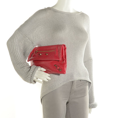 Balenciaga Agneau Giant 12 Rose Gold Hardware Envelope Clutch Rose Thulian 2 of 11