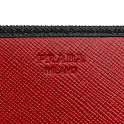 Prada Saffiano Bi-Color Metal Continental Flap Travel Wallet Black Peonia 6 of 7