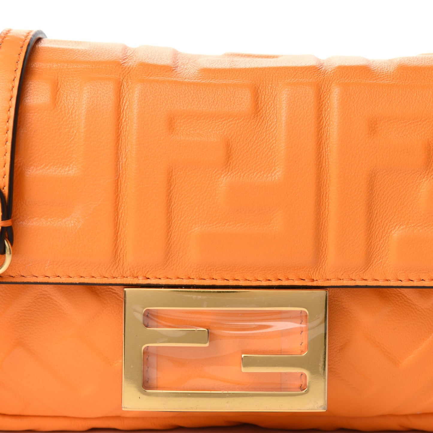 Nappa FF 1974 Embossed Mini Baguette Clementine