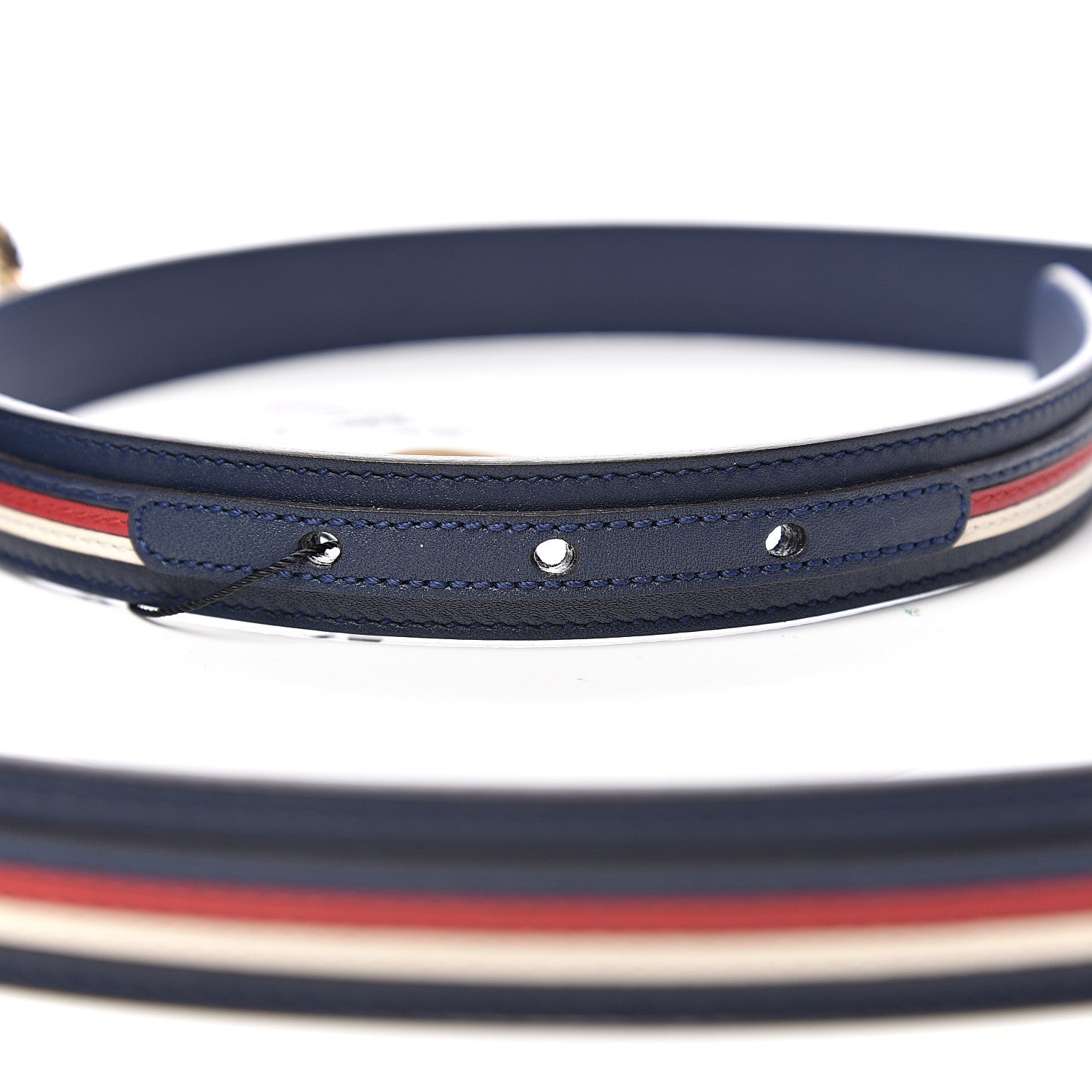 Gucci Calfskin Sylvie Stripe Torchon Double G 20mm Belt 95 38 Maritime Hibiscus Red Mystic White 4 of 5