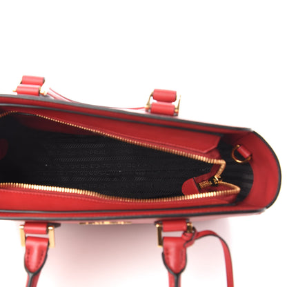 Prada Saffiano Soft Calfskin Double Handle Satchel Fuoco 5 of 9