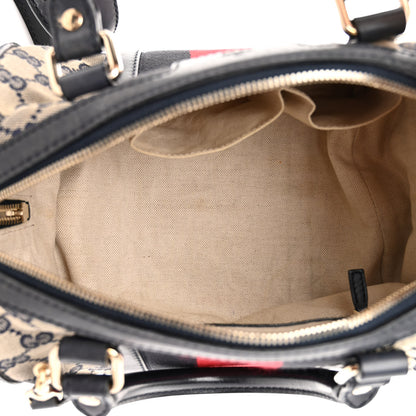 Gucci Monogram Vintage Web Small Boston Navy 5 of 10