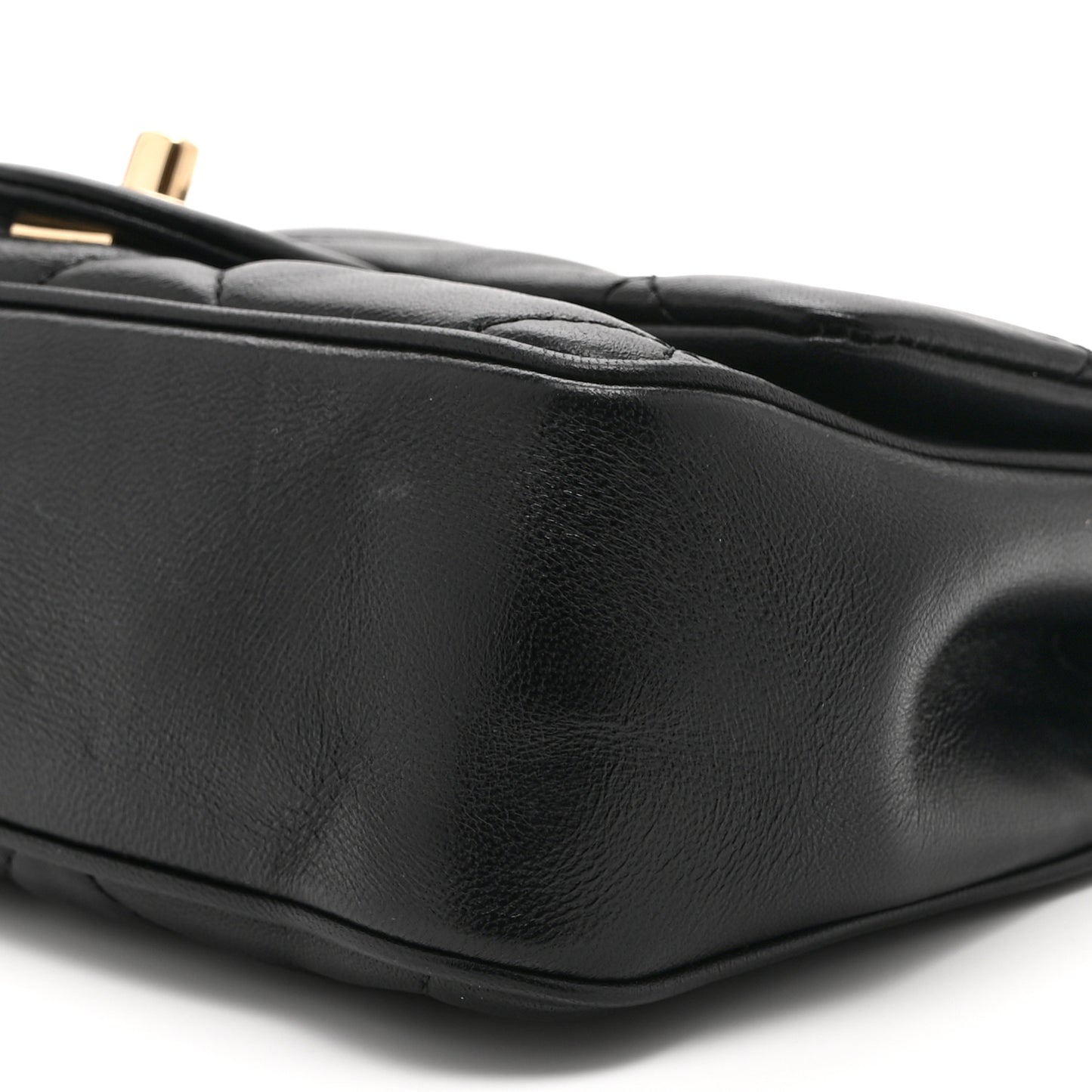 Lambskin Quilted Small Easy Carry Flap Black